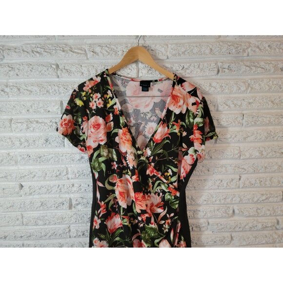 Rue 21 Women Dress 3X Plus Mini Sheath Black Pink Floral Short Sleeve FLO296XE - Picture 4 of 9